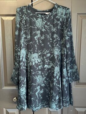 Ecote Black Dress with Pale Green Floral Print